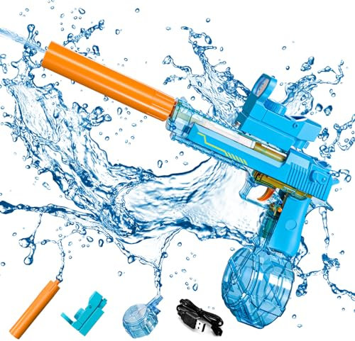 ACAREY Elektrisch Wasserpistole, Wasserpistole Spielzeug Für Kinder & Erwachsene, Wasserspritzpistole mit Groß Kapazität & Langer Reichweiter Für Party Badestrand Sommer Pool Wasserspielzeug (Blau A)
