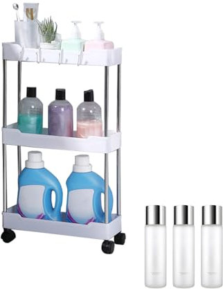 Estante de almacenamiento de carrito | Organizador rodante escalonado | Carro de utilidad duradero con ruedas para almacenar detergente para ropa, agua mineral, gel de ducha | Rastrillo mobil