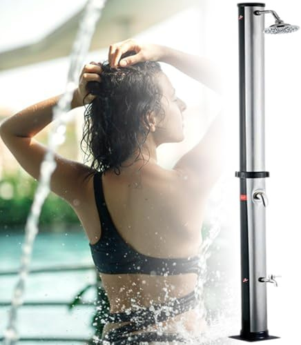 XCSCUK Outdoor Solar Heated Shower,Freestanding Outdoor Shower,with Shower Head/Foot Tap, for Poolside, Backyard, Beach