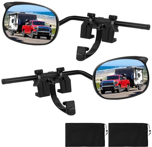 KAOLALI Universal Clip on Towing Mirrors Extensions for Towing, Side Mirror Extenders for Towing with RainProof, Adjustable Rearview Mirror, Tow Mirrors for Car Truck Trailer RV SUV, 2 Pack