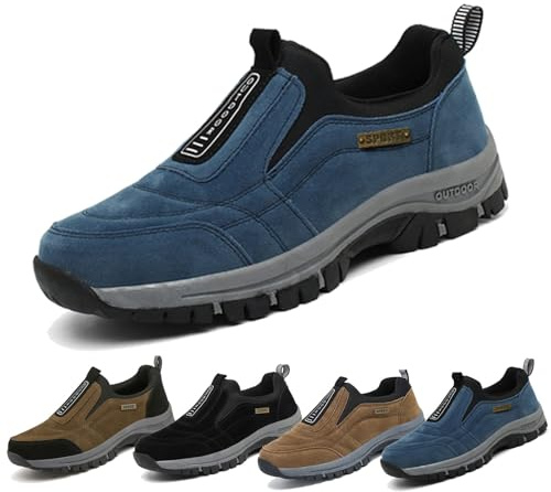 Chaussures Homme Sans Lacets - Chaussures OrthopéDiques Homme-Randonnée à Enfiler Légères, Confortables pour Plein Air et Travail Quotidien​(Blue,42 EU)