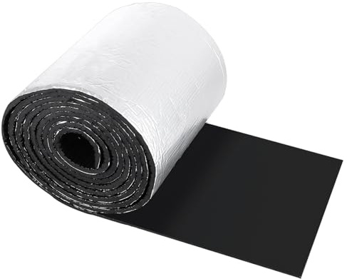 FWEEK Pannello riflettente autoadesivo in schiuma di alluminio, 5 m x 32 cm, spessore 10 mm, pannelli riflettenti termici a bolle di alluminio, rotolo isolante per pavimenti, tetti, porte di garage e
