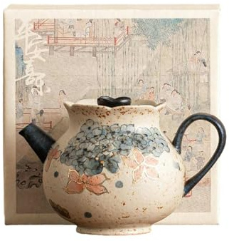 136ml-5oz blu-e-bianco selce oro rosso ortensia teiera casa germoglio cinese pot-[ scatola]