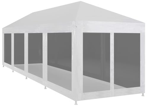 WGYHOME Tenda per feste, 12 x 3 x 2,55 m, con 10 pannelli laterali in rete, resistente all'acqua e ai raggi UV, per matrimoni, barbecue, festival, bianco/nero