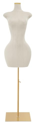 Mannequin de couture - Mannequin de vitrine féminin - Hauteur réglable (150-210 cm) - En polyuréthane et métal - Pour boutiques et ateliers - Avec pied - Blanc
