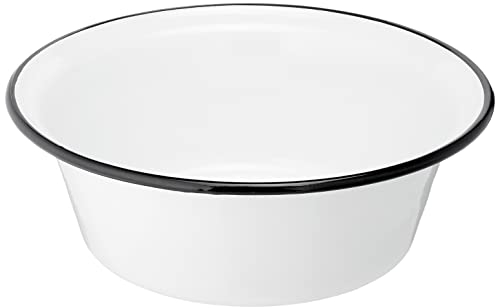 KRÜGER Karl Ciotola in Ferro smaltato, Misure a Scelta, Colore Bianco con Bordo Nero 32 cm