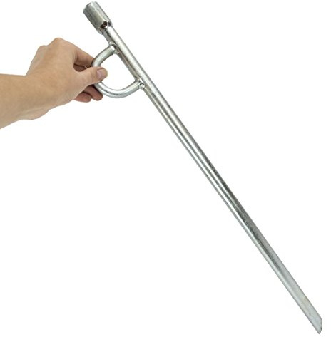 Black Country Metal Works Narrowboat Mooring Spike With Loop Hammer Top, Length: 620 mm (2'), Galvanised Steel