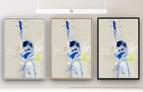 Paul Sinus Art Freddie Mercury VI 90x60cm auf Leinwand im Schattenfugenrahmen Weiss