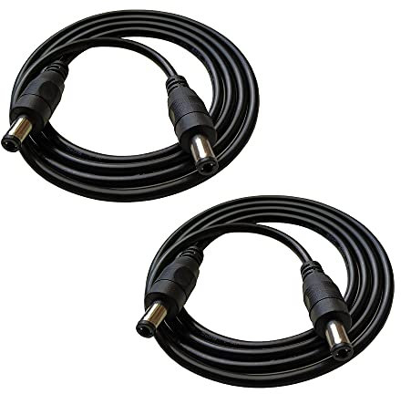 DZYDZR 2 Pack 1m Male to Male Connector DC Power Extension Cable 2.1mm x 5.5mm DC Plug Extension Cord Copper Wire Black For CCTV Cameras 3ft