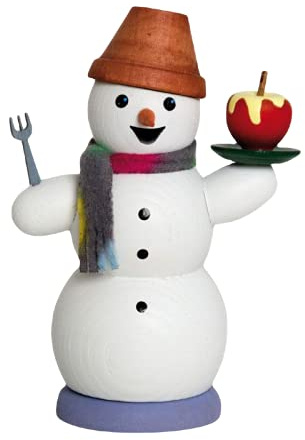 Kuhnert Rauchmann/Räucherfigur aus Holz - Schneemann mit Bratapfel - ca. 13 cm - Made in Germany