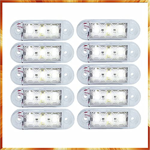 Easy Link 10X LED Weiß Begrenzungsleuchte Positionsleuchte Seitenmarkierungs Licht Universal für LKW Anhänger VAN Auto (Weiß, 10)