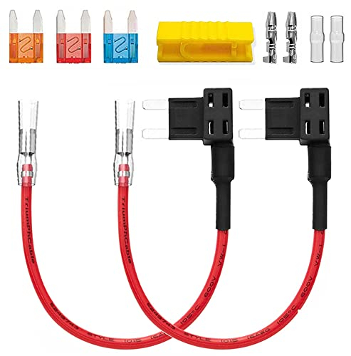 Guuzi 2pcs 12V-24V ACS Adattatore Fusibile Piccolo Circuito Aggiuntivo con Cablaggio,Portafusibili Piccolo con Fusibili Sostitutivi 3pcs(5A/10A/15A)+Connettore Terminale