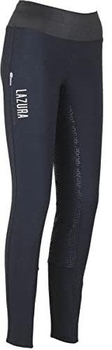 Lazura - Winter-Reitleggings für Damen Emma | Wasserabweisende Thermo-Leggings mit Silikon-Vollbesatz | Winter-Reithose mit breitem Gummiband & Handy-Tasche | Damen Reitbekleidung in Größe 38