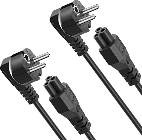 QYD C5 câble d'alimentation (2 pièces 1.8m) Clover Cordon Plug Chargeur Secteur Remplacement câble d'origine Alimentation Ordinateur Portable Compatible avec Lenovo HP ASUS Dell Acer PC Moniteur