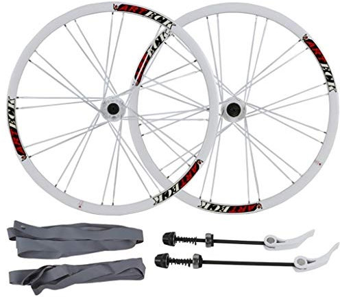 Generic Fahrrad Laufradsatz 26 Zoll Fahrrad Laufrad MTB Doppelwand Alufelge QR Scheibenbremse 7/8/9/10s vorne und hinten weiß