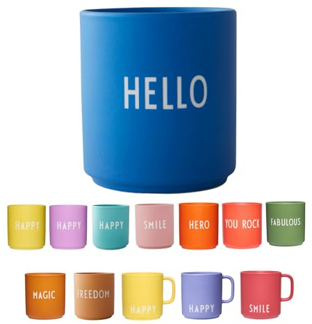 Design Letters Lieblingsbecher Blau HELLO Tasse | Personalisierte Geschenke für Frauen & Männer | Geburtstag, Weihnachten, Hochzeitsgeschenk | Kaffeebecher Porzellan | Tasse mit Spruch 250 Ml