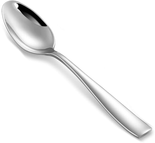 KEAWELL Premium 4-Piece Louis Spoon Set, 18/10 Stainless Steel, Squared Edge, Smooth Finish, Dishwasher Safe (6.4 Teaspoon)