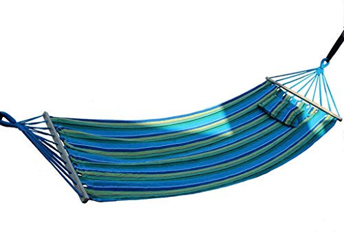 Recreation Garden Hammock with Wooden Spreader Bars Portable Compact Single High Strength Hammock,Perfect for Patio Yard Travel Gifts for Hikers
