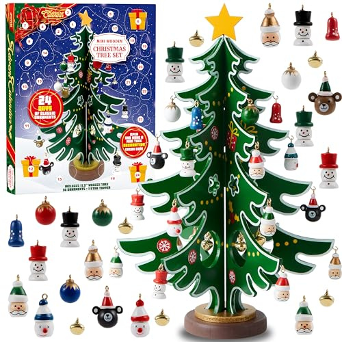 JOYIN Calendario dell'avvento natalizio 2025, 24 giorni, con albero di Natale, 24 ornamenti per ragazzi, ragazze e bambini, regali di Natale, regali di Natale, calendario per conto alla rovescia