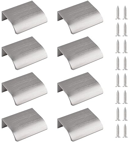 MOROBOR Fingerkantenzug, 8 Stück Verdeckter Griff, Moderner Schubladengriff, Kleiderschrankgriff Aus Aluminiumlegierung Mit Unsichtbarem Griff Für Schrank-Hardware-Schublade, 50 mm/Gebürstetes Nickel
