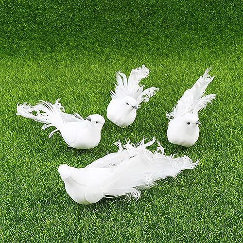 SPORTARC 4 Stück künstliche Tauben aus Schaumstoff Tauben Friedenstauben für Hochzeit Deko