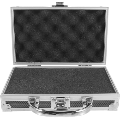 FRCOLOR Medicine Storage Lockbox Case Aluminum Alloy Thicken Briefcase with Foam Travel Compact Portable Handle Lockable Box for Organization Essentials Silver
