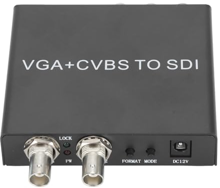 Yunseity VGA AV Zum SDI -Konverter Langable Design 2 Port SDI -Ausgang für HD 200m Getriebedistanz Ideal für Rundfunkraum, CCTV Sicherheitssystem (EU-Stecker)