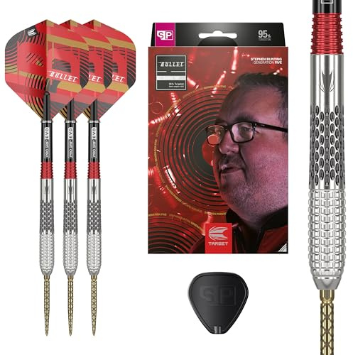 Target Darts Stephen Bunting G5 95% Tungsten Dart Set (23G), Stålspets Swiss Point Darts | Generation 5 spelare Edition Darts med schweiziska poäng, professionellt dartset, schweiziskt punktverktyg