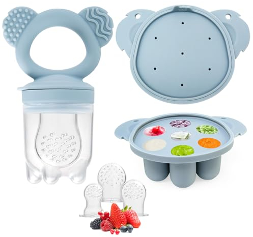 NEWSTYLE Fruchtsauger Baby ab 3 Monate,Baby-Fruchtzufuhr-Schnuller Muttermilch Zahnen Popsicle,Obst Schnuller Baby,BPA-Frei- Alternative für Schnuller/Beißring Baby,Zahnungshilfe Baby Kühlend