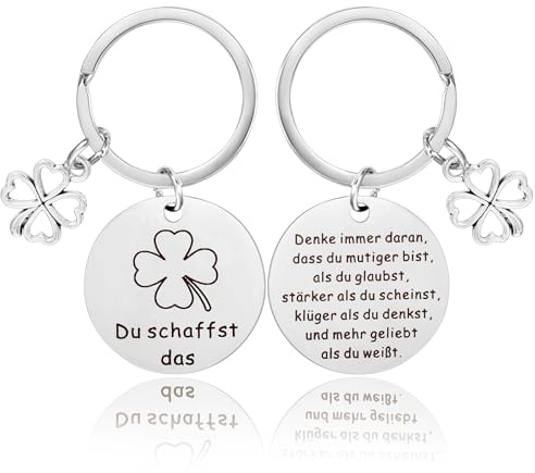 2 Stk Glücksbringer Schlüsselanhänger Du Schaffst Das Motivationsgeschenke | Schlüsselanhänger mit Gravur inspirierende Glücksbringer Prüfung Mutmacher Lucky Charms Geschenke für Frauen Freundi
