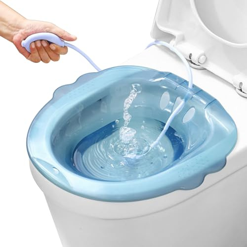 SITZ BAD POST JETUM, über der Toilette SITZ BAD für Hämorrhoiden, Anti-Overblow SITZ-Bäder mit Flusher, SITZ-Bad für Toilette für Hämorrhoiden nach der Geburt Privatpflege (blau)