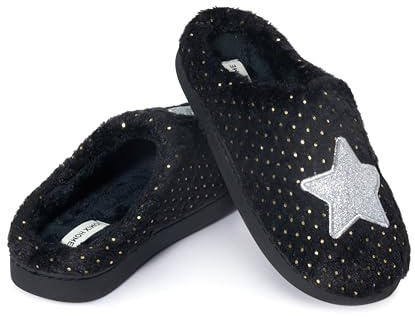 JOMIX Ciabatte Donna Invernali da Casa Pantofole Pelose Calde Flat Termiche Comode e Morbide MD9615（Nero,38）