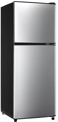 Zyerch 4.8 Cu. Ft. Fridge with Freezer, 2-Door Mini Fridge with Freezer, Adjustable Thermostat Small Refrigerator, Dorm Refrigerator for Apartment, Office, Kitchen, Silver