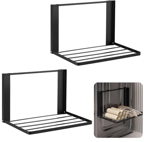 Handtuchhalter, 2PCS Magnetisch Wandregal Für Waschmaschinen Regal aus Metall Klappbare Regalhalterung Multifunktionaler Kleidung Handtücher Halterung Für Badezimmer Schlafzimmer Wohnzimmer Küche