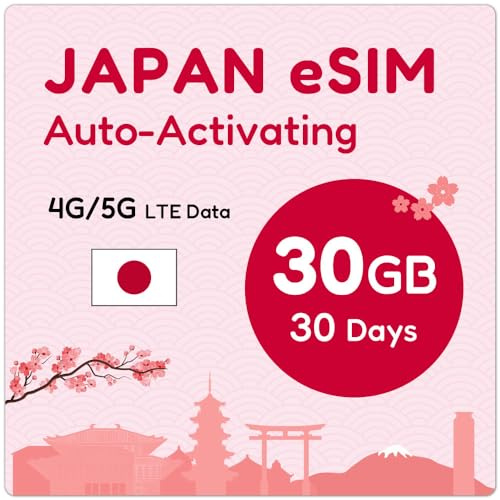Japan eSIM 30 Tage 30GB |eSIM-QR-Code Wird innerhalb von 24 Stunden nach dem Versand per E-Mail gesendet|QR-Code scannen und sofort nutzen|Automatische Aktivierung|Nur Daten, kein Sprachdienst