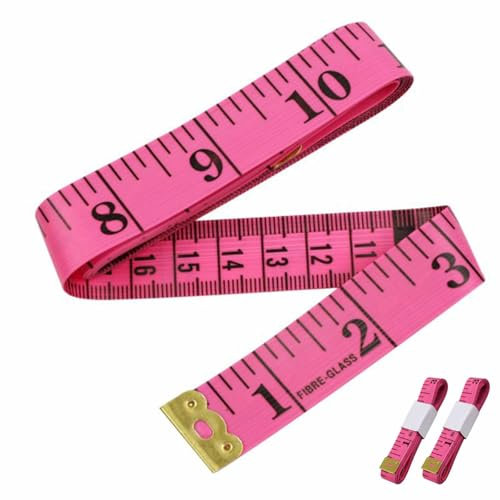2-Pack Pink Tape Measure – Dual-Sided Standard & Metric Scales, Soft Flexible Ruler for Body Measurements & Tailoring, 60in/150cm