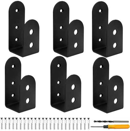 Yinrikom 6Pcs Door Barricade Brackets,U Shaped Bar Security Door Locks Brackets,for House Garage Barn Shed Gate Door Reinforcement, Fits 2 x 4 Lumber