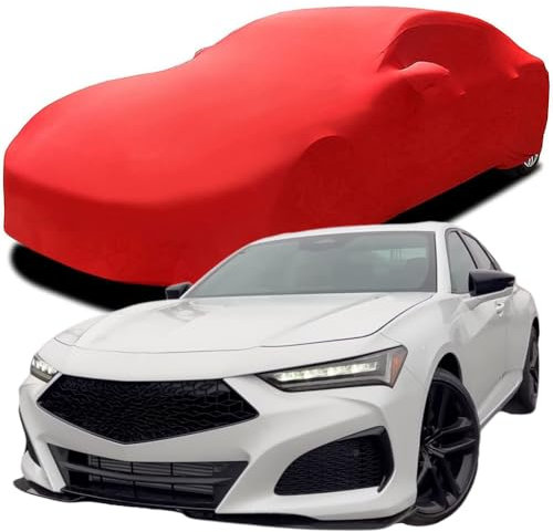LYJXD Auto Abdeckung für Acura TLX Type-S 2024 2025, Indoor Schutz Elastisch Atmungsaktiv Staubschutz Weich Stretch Stoff Autoabdeckung,Red