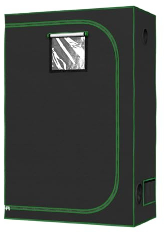 WOLTU Armario de Cultivo 120x60x180 cm, Tienda de Cultivo Hidropónico de Tela Oxford 603D, Invernadero Interior con Ventana de Observación, Semillero Mylar Altamente Reflectante, Negro