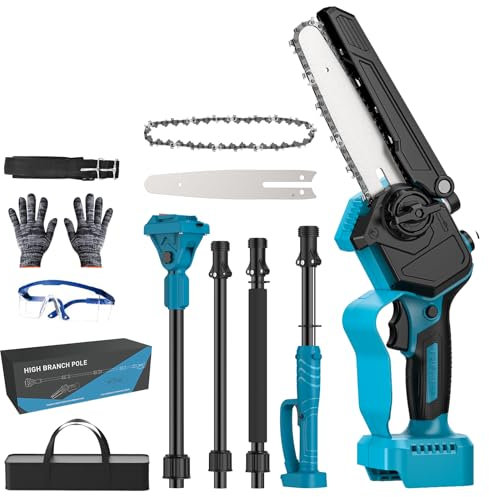 Akku-Hochentaster für Makita 18V Batterie,6''/8'' Bürstenlose Teleskop Kettensäge, 2M Teleskopstange,180° neigbarer Motorkopf, 8 m/s Schnittgeschwindigkeit（ Ohne Akku） (Kettensäge)