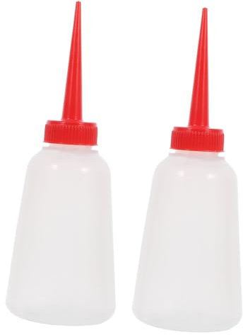 jojofuny Sewing Machine Oil Dispenser Bottles 2pcs Plastic Squeeze Jugs with Red Precision Nozzles for Flatbed and Needle Machines, Portable Design for Home and Travel Use