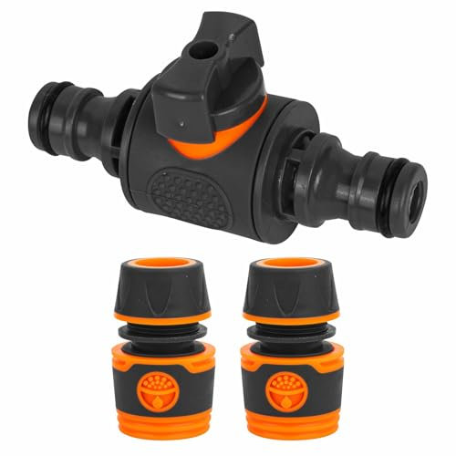 Garden Hose Connector with Shut Off Valve, Hose Valve for 3/4'' and 1/2'' Tap, Quick Release Hosepipe Tap Connector and Fittings