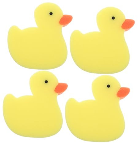TOPPERFUN 4pcs Yellow Duck Bath Sponges Soft Exfoliating Body Scrubbers for Toddlers Kids Gentle Sponge Bath for Shower