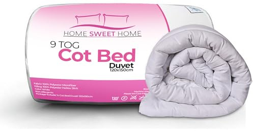 Home Sweet Home UK Anti Allergy 9 Tog Toddler Cot Bed Duvet - 100% Microfiber Cotbed Duvet(120x150cm), Machine Washable Soft Touch Toddler Duvet Cot Bed Bedding