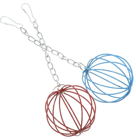 BESTonZON 2 Stück Kaninchen Futterball Aus Eisen Mit Aufhängevorrichtung Hängender Grasball Für Kleintierkäfig Multifunktionaler Futterspender Für Nagetiere