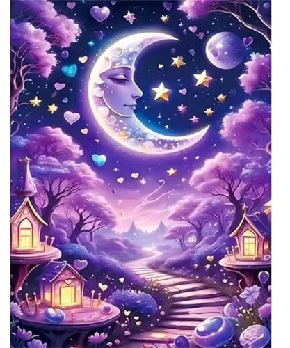 Puzzle 2000 Teile für Erwachsene, Lila Wald Mond 100x70cm Puzzle Erwachsene 2000 Teile Lernspiel Herausforderung Spielzeug, Geschicklichkeitsspiel für die ganze Familie