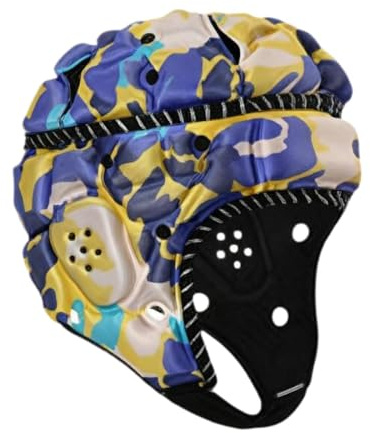 kowaku Casco Rugby Adulto Protezione Imbottita Casco Sportivo Anticollisione Casco Regolabile Traspirante Materiale Foam Adatto per Uomini E Donne Che, Giallo Blu