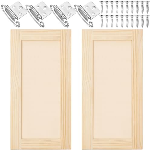 Vechor 2 Pcs 12 W x 24 H Unfinished Kitchen Cabinet Doors with Hinges, Shaker Style Cabinet Door Front Replacement for Kitchen, Bathroom, Vanity, Closet
