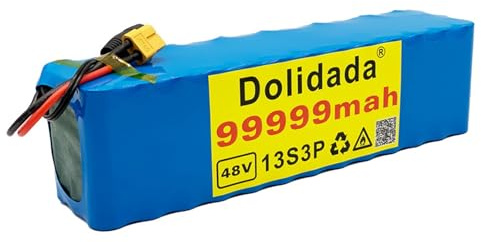 Batería de Litio para Bicicleta eléctrica 48 V 100Ah/99Ah 13S3P Paquete de batería de Iones de Litio con Cargador y BMS para Kit de Motor de Menos de 1500W 48V 99Ah,XT60