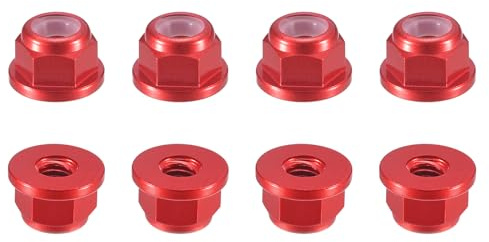 QUARKZMAN Aluminium Flansch Nylon Sicherungsmutter 8 Stück Flanschmuttern - M3 x 0,5mm Selbstsichernde Mutter Eloxierte Metallmuttern Für (Bordeauxrot)